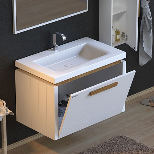 Wood and PVC vanity cabinet model D-8001